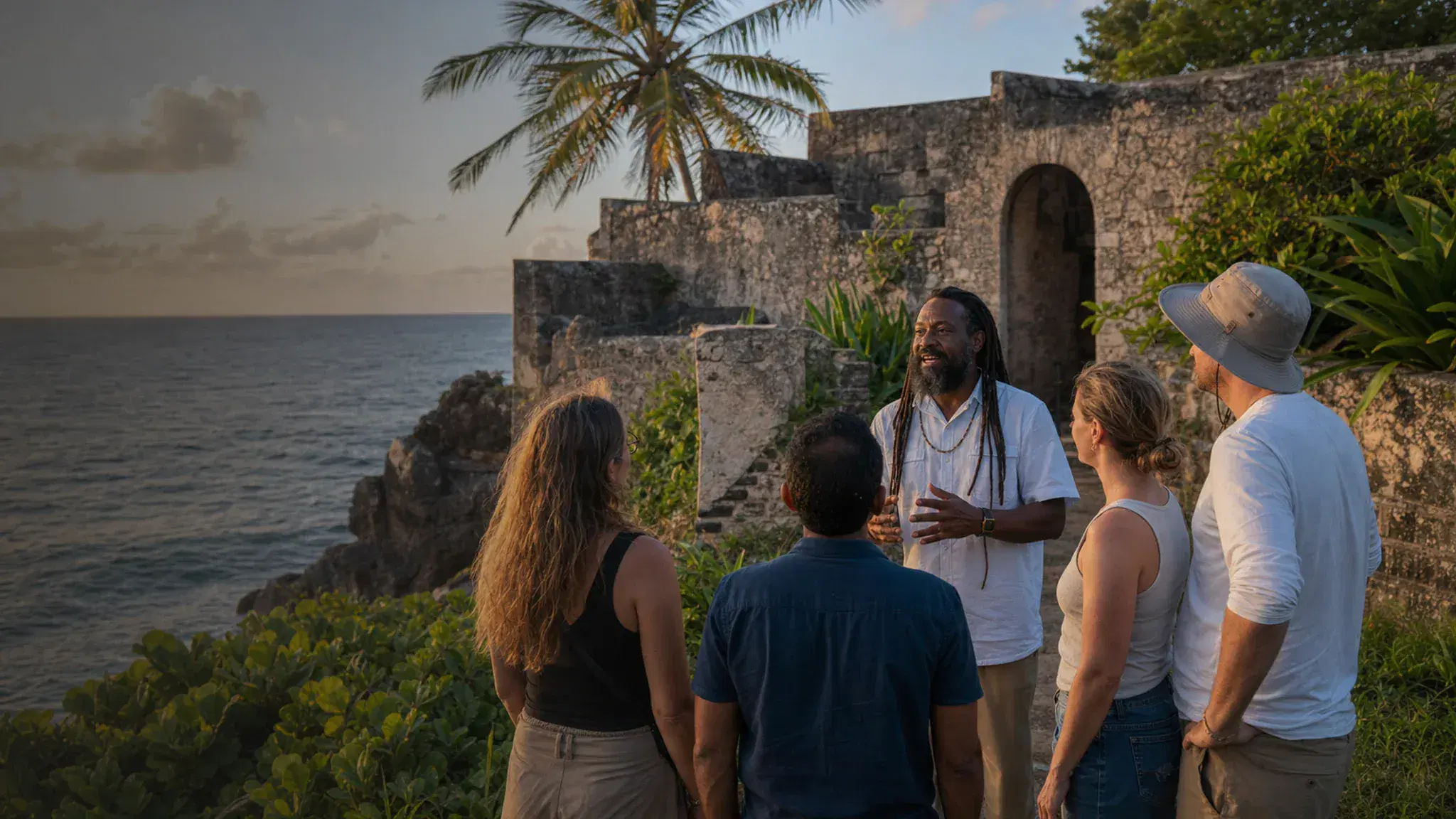 A Caribbean guide leading guests on a coastal experience