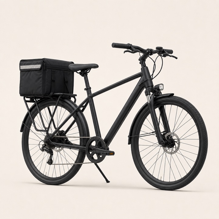 Delivery bicycle with a rear insulated cargo bag